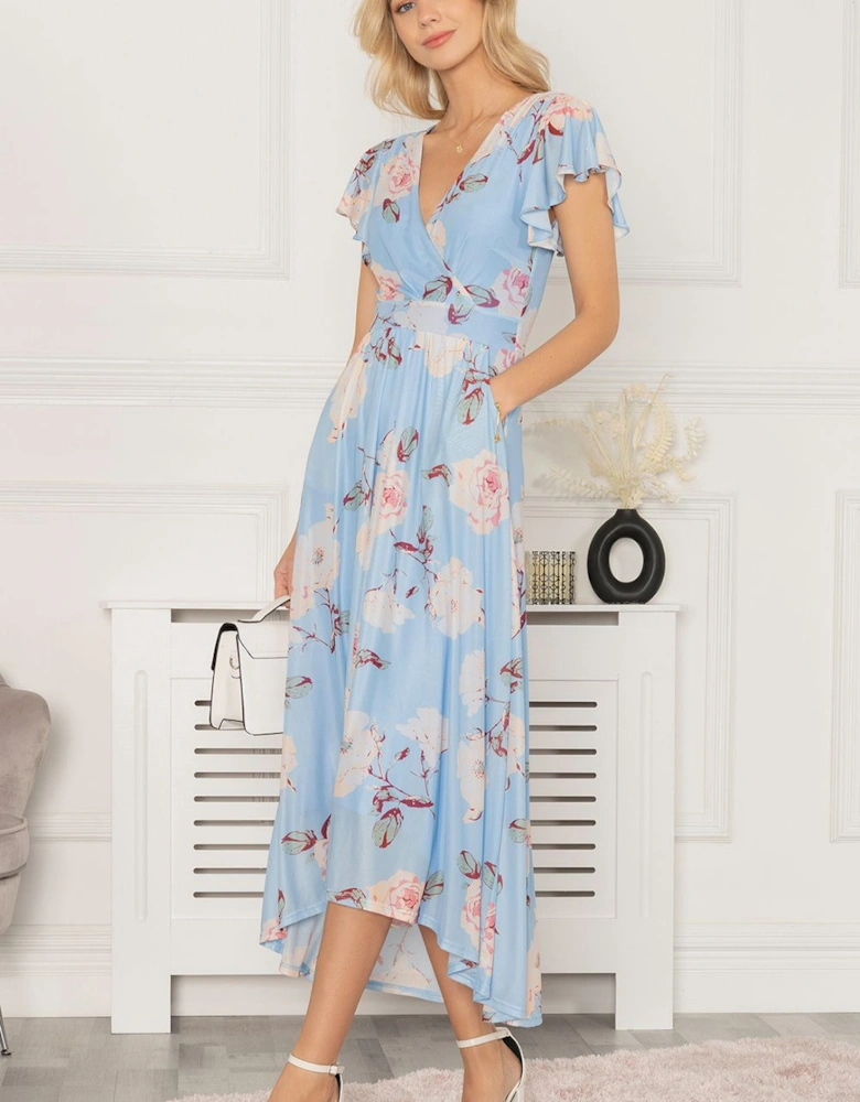 Eleanor Wrap Mesh Maxi Dress