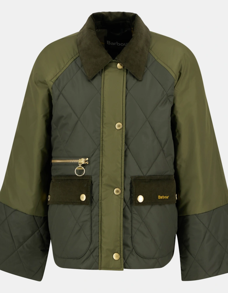 Martha Womens Quilted Jacket - Olive/Dark Moss/Ancient Tartan