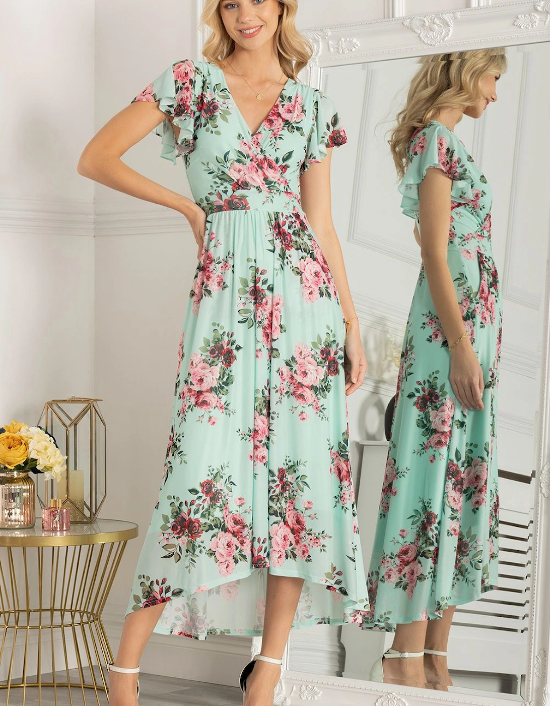 Eleanor Wrap Mesh Maxi Dress, 2 of 1