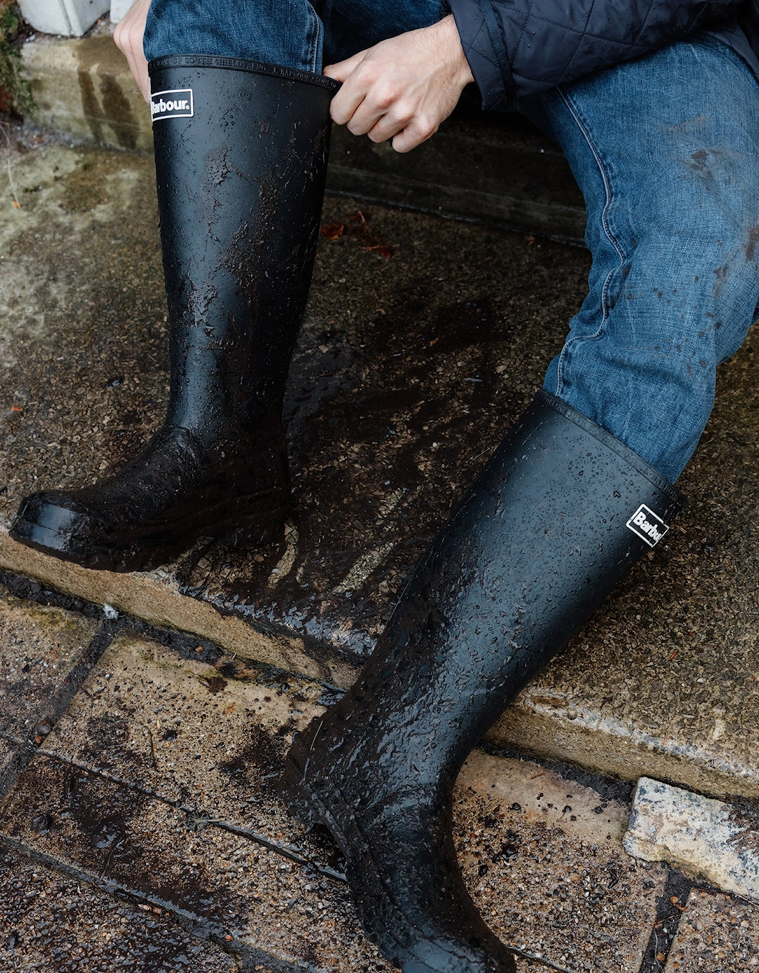 BEDE Mens Tall Wellington Boots Black
