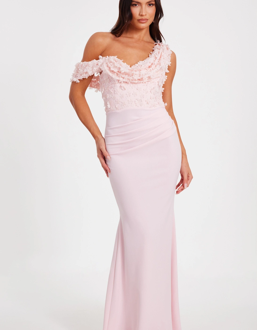 Pale Pink Floral Drop Sleeve Maxi Dress, 2 of 1