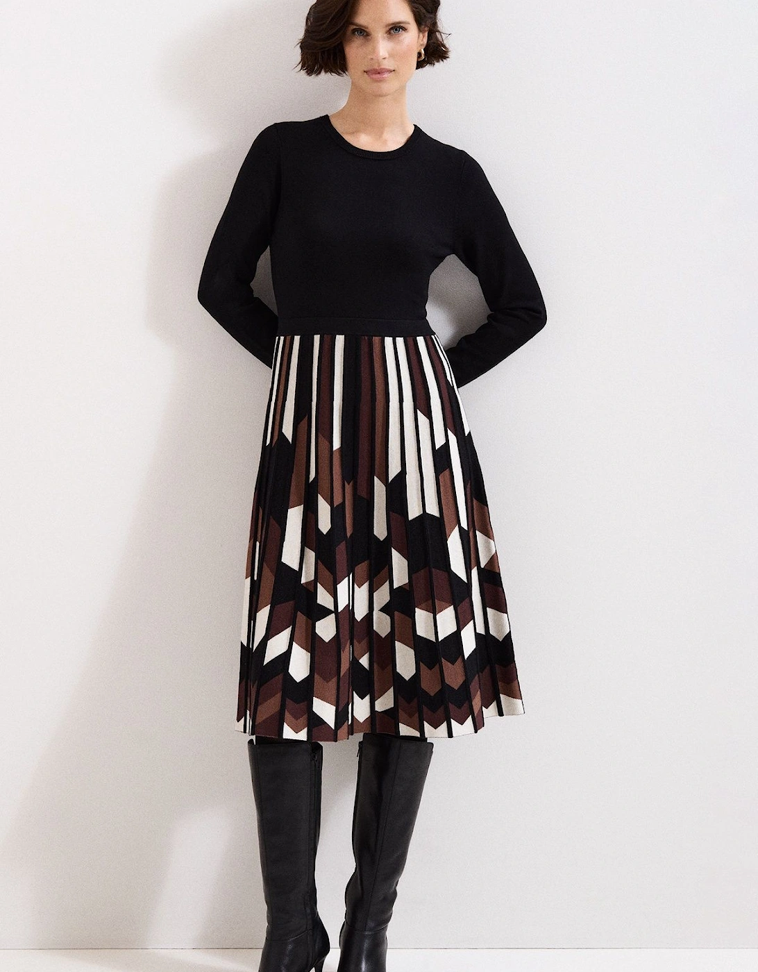 Maci Pleated Long Sleeve Dress, 2 of 1