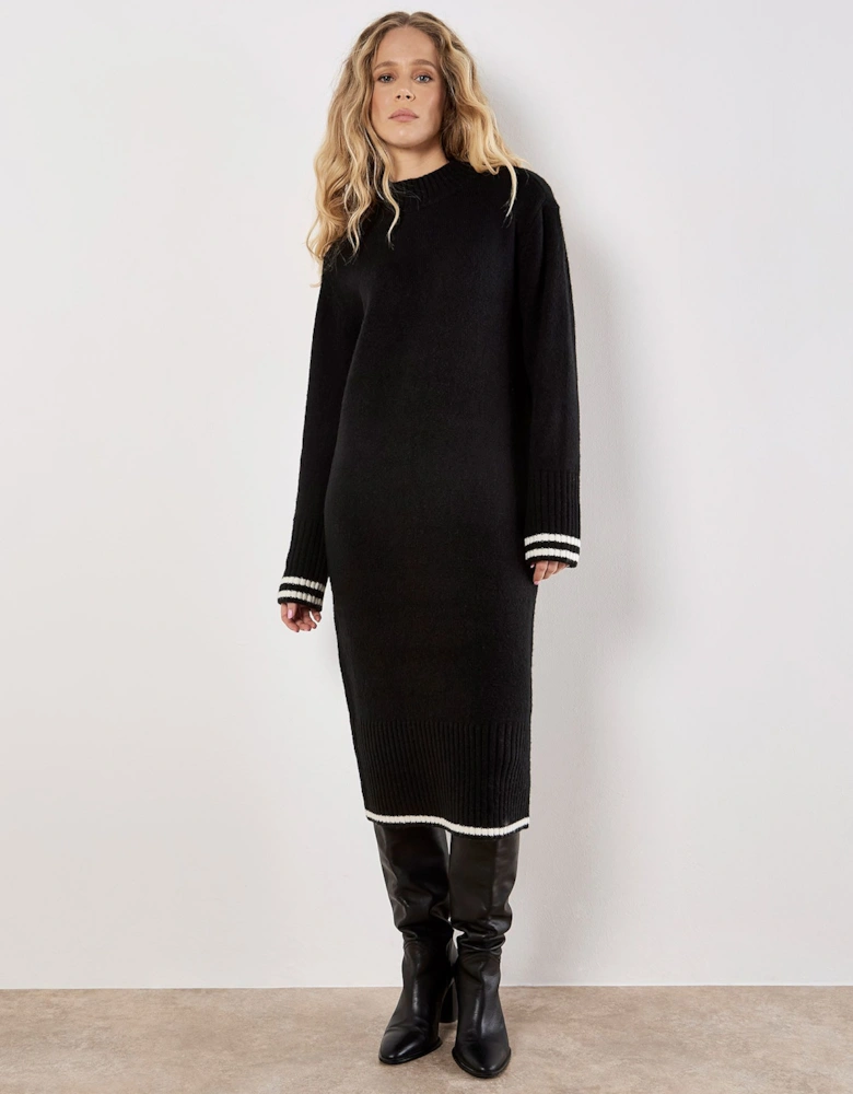 Tipped Knitted Jumper Midi Dress
