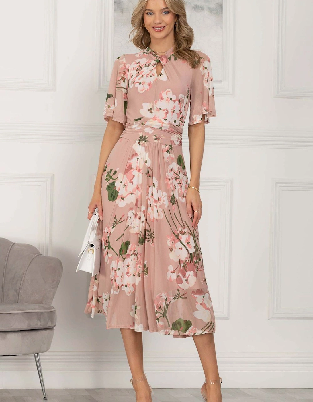 Mesh Keyhole Neck Maxi Dress, 2 of 1