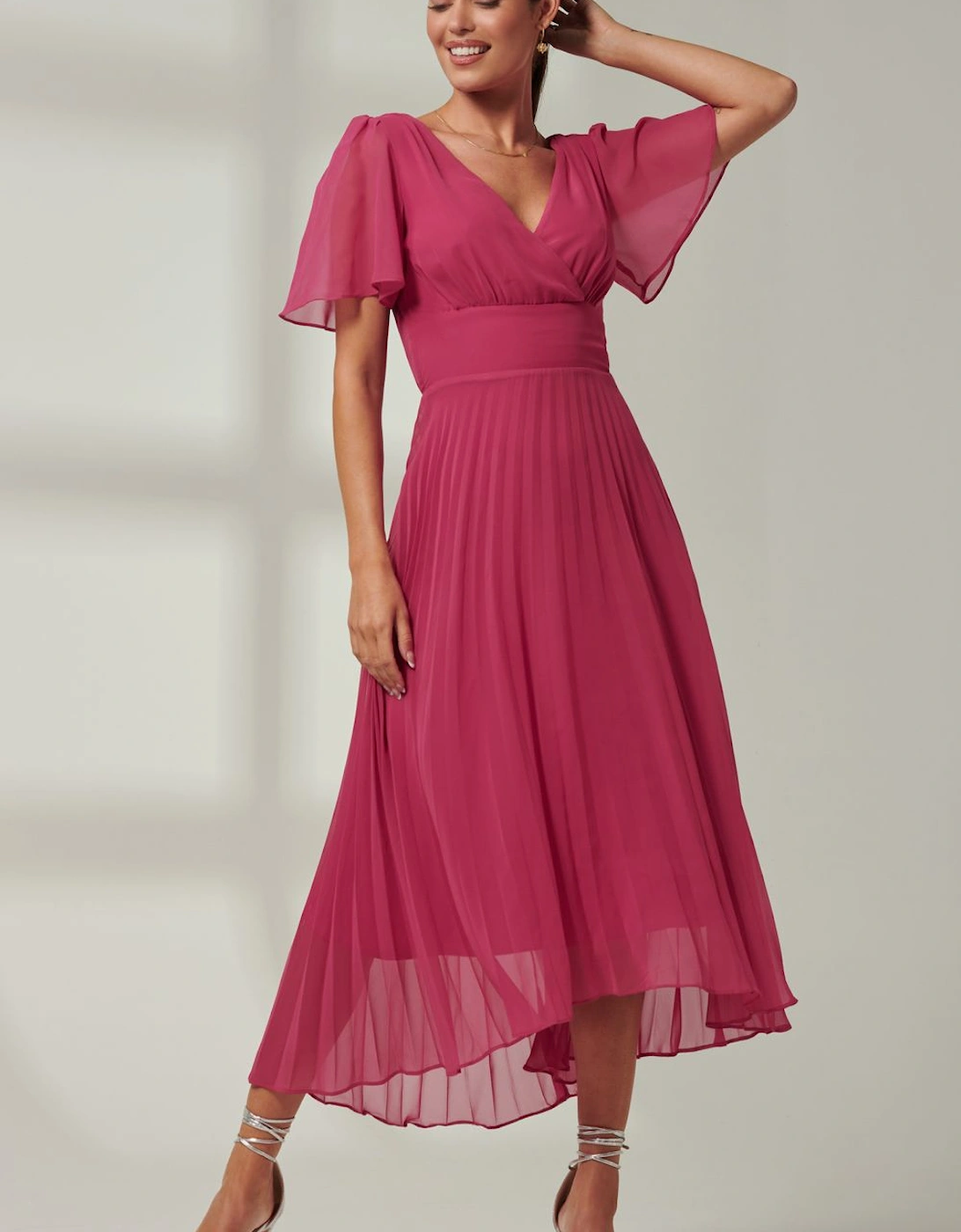 Elene Pleated High Low Chiffon Maxi Dres, 2 of 1