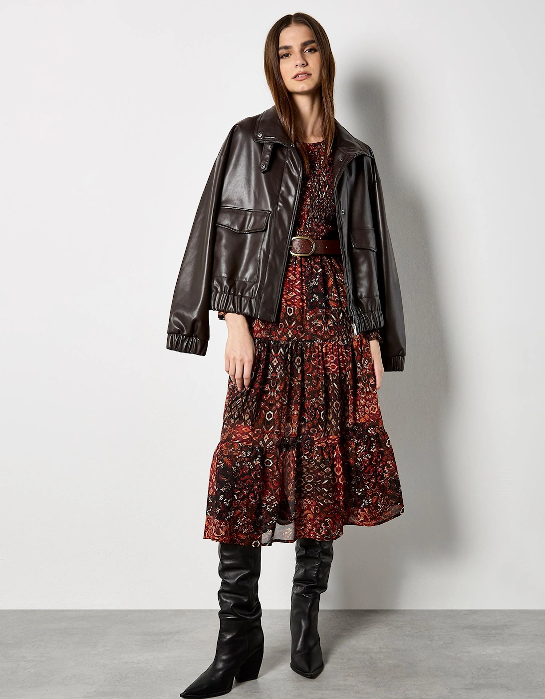 Ikat Patchwork Smocked Chiffon Midi Dress, 2 of 1