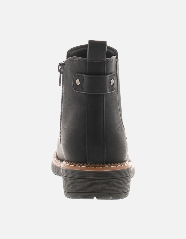 Womens Ankle Boots Concise PU Zip Fastening Chelsea Black UK Size