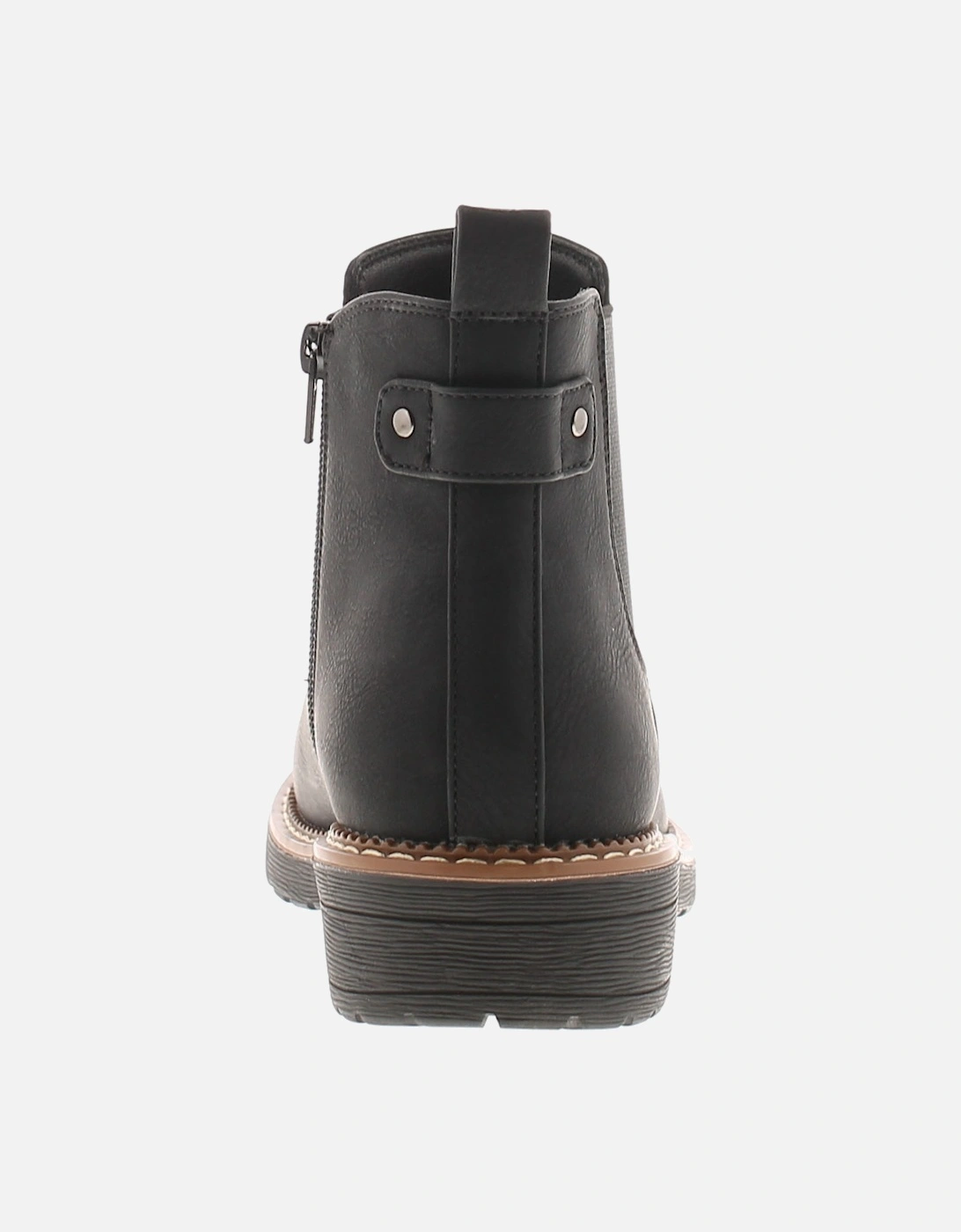 Womens Ankle Boots Concise PU Zip Fastening Chelsea Black UK Size