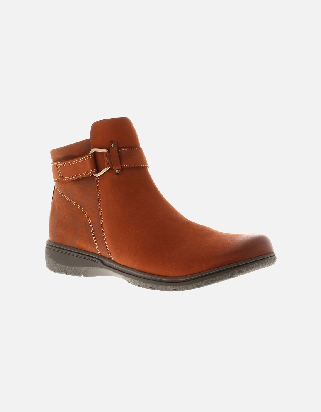 Womens Ankle Boots Carleigh Drift Leather Zip tan UK Size, 6 of 5