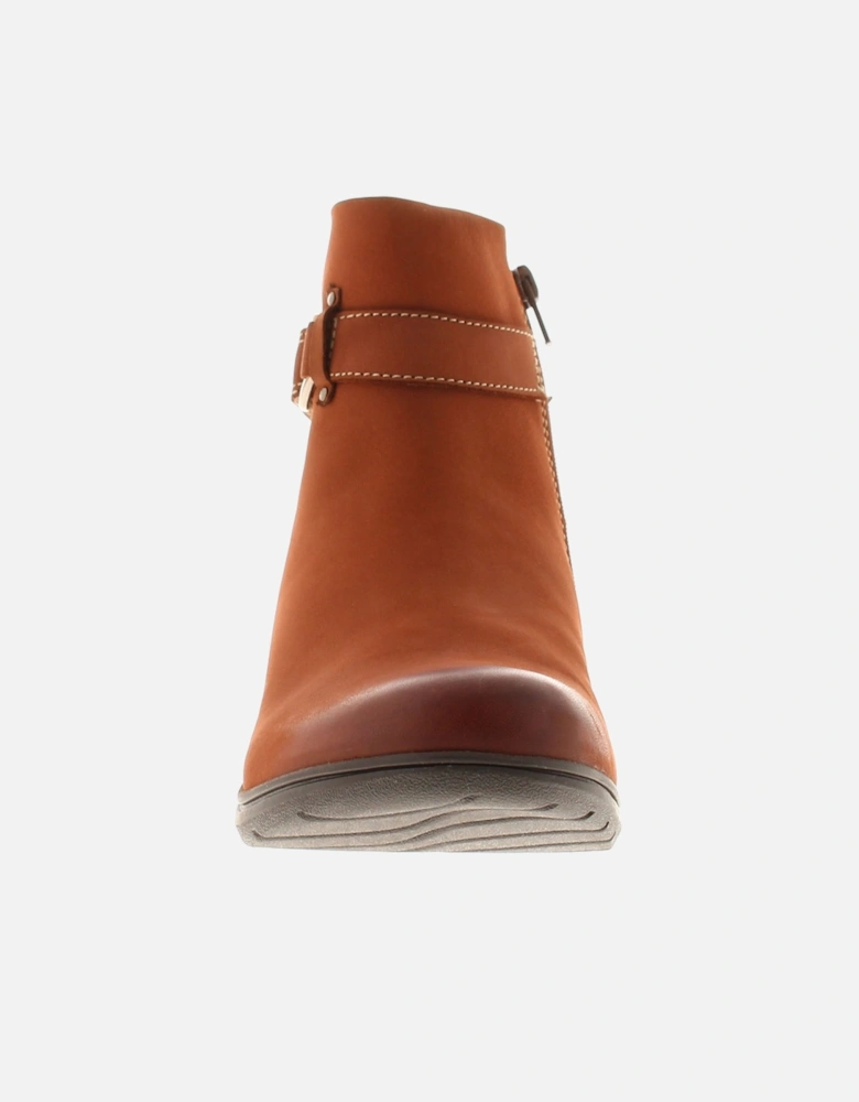 Womens Ankle Boots Carleigh Drift Leather Zip tan UK Size