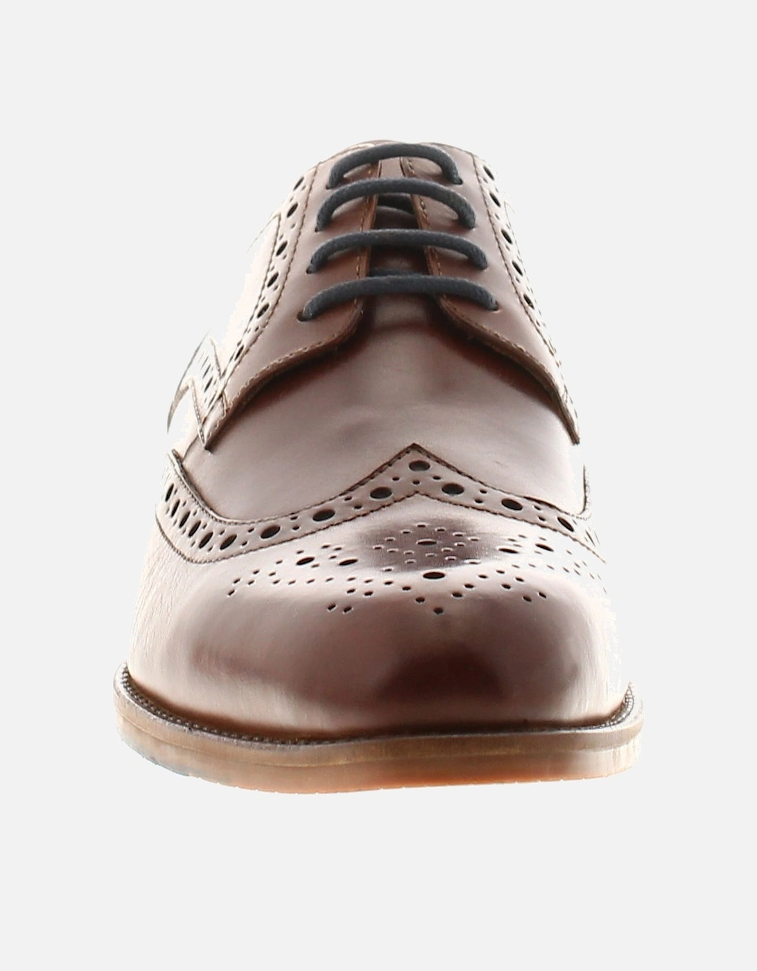 Mens Brogue Shoes Sabre Lace Up Leather Smart Formal Brown UK Size