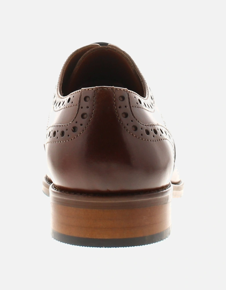 Mens Brogue Shoes Sabre Lace Up Leather Smart Formal Brown UK Size