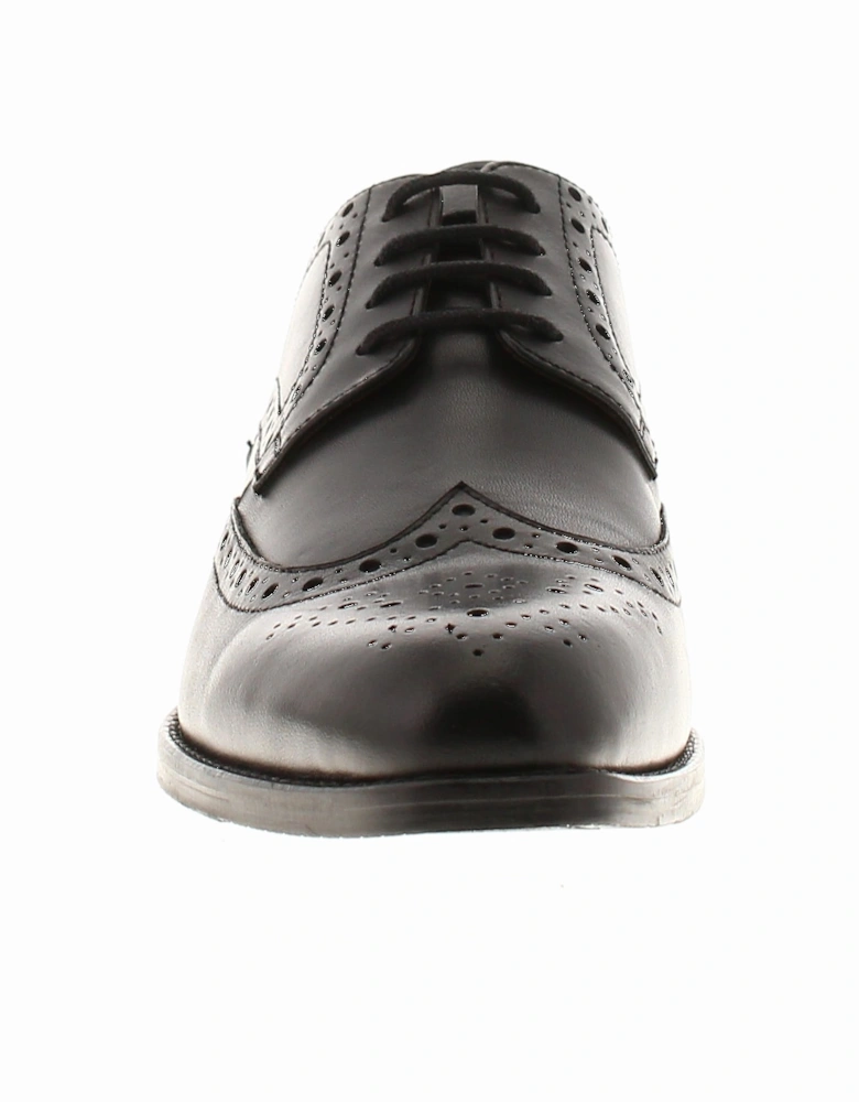 Mens Brogue Shoes Sabre Lace Up Leather Smart Formal Black UK Size