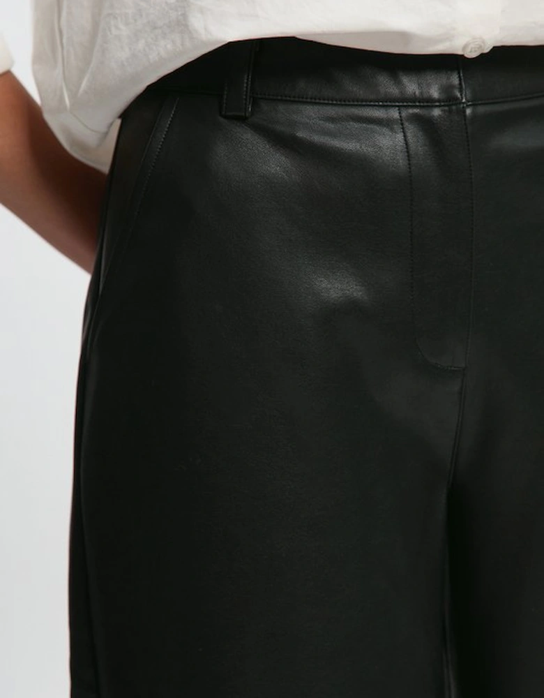 Faux Leather Barrel Leg Trouser