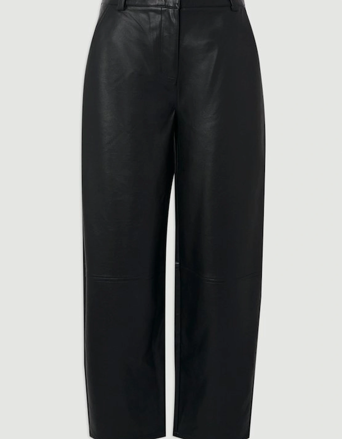Faux Leather Barrel Leg Trouser