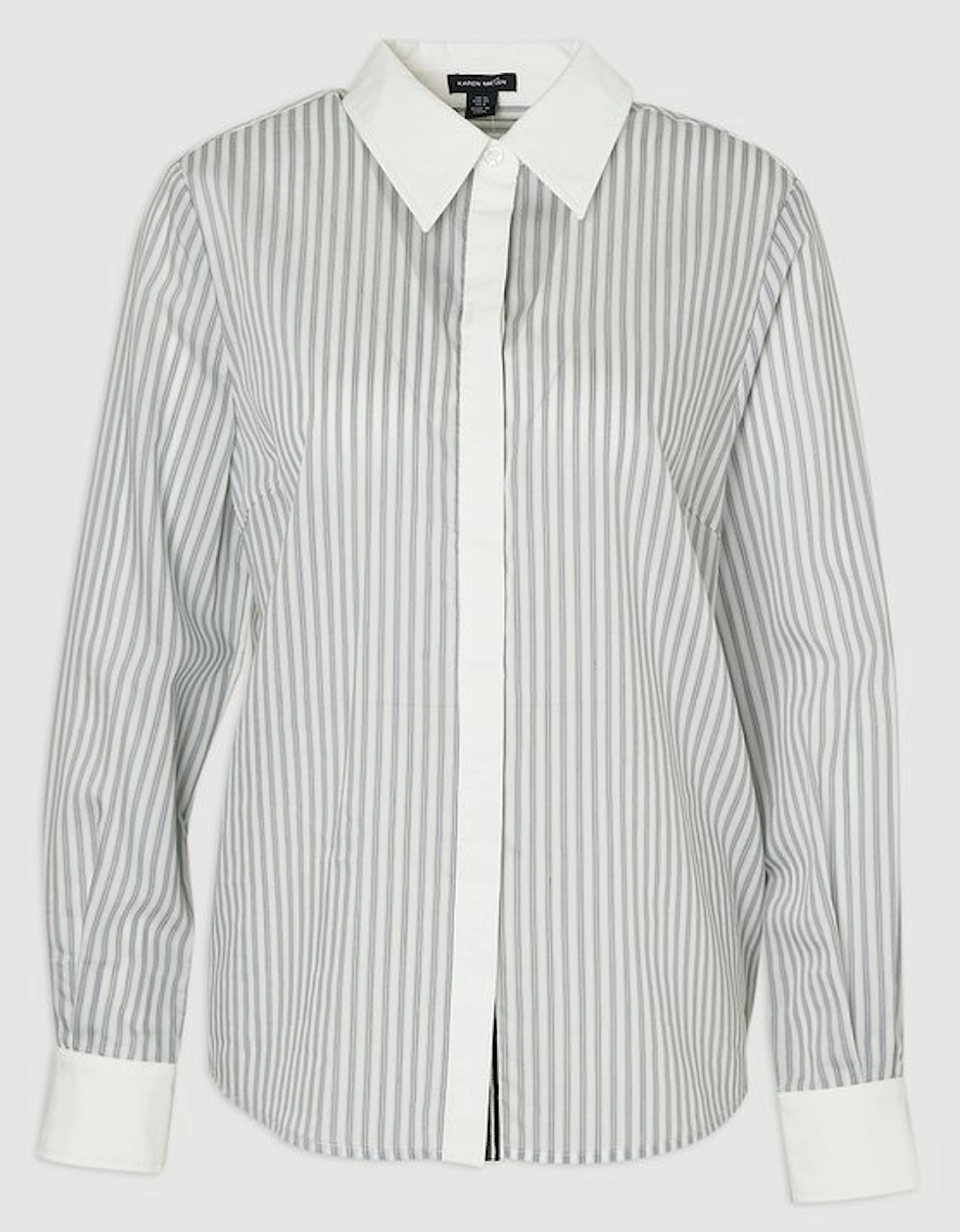 Contrast Collar Stripe Woven Shirt