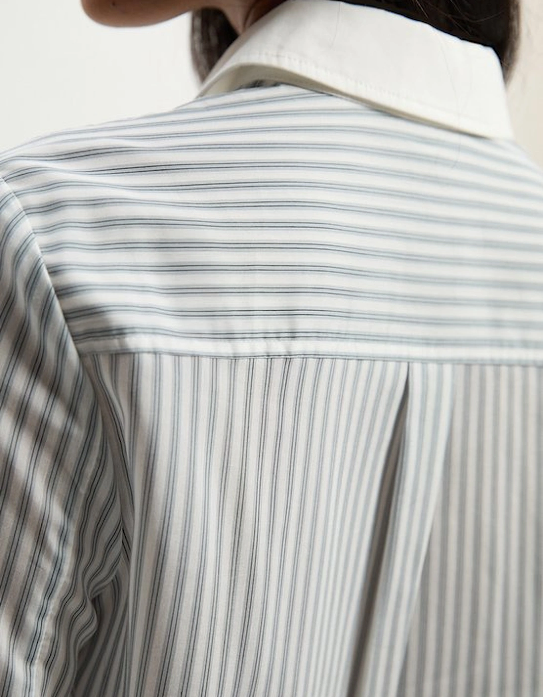 Contrast Collar Stripe Woven Shirt