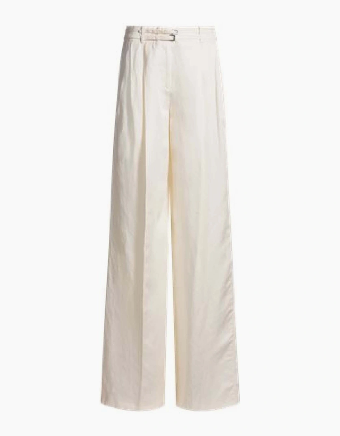 Hugo Boss Women's Taualy-W Relaxed Fit Wide Leg Trousers - White - Size: 4