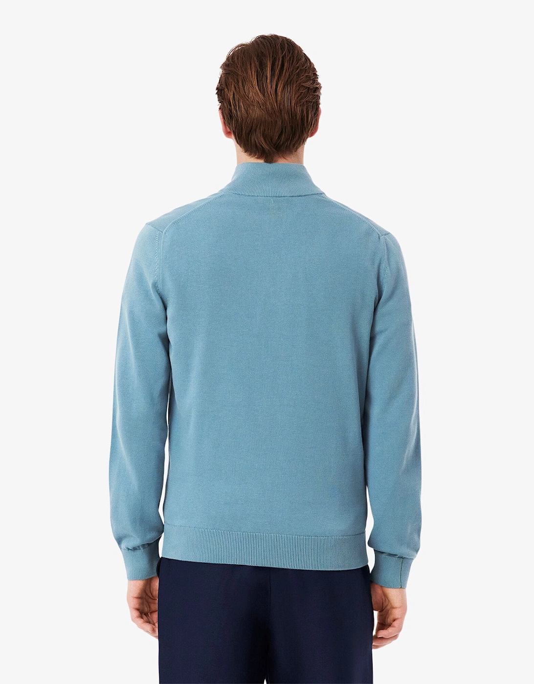 Zipped High Neck Cotton Sweater