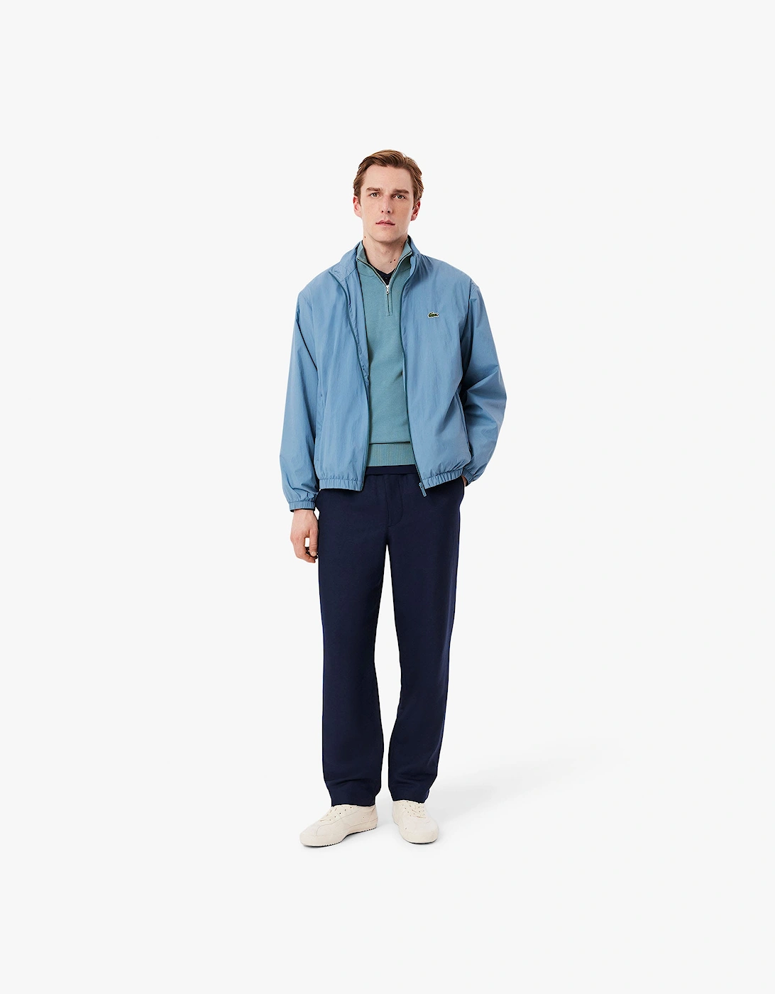 Zipped High Neck Cotton Sweater