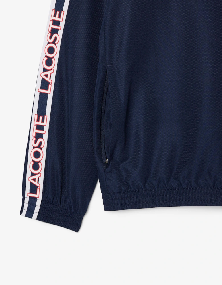 Colour Block Logo Stripe Tennis Jacket