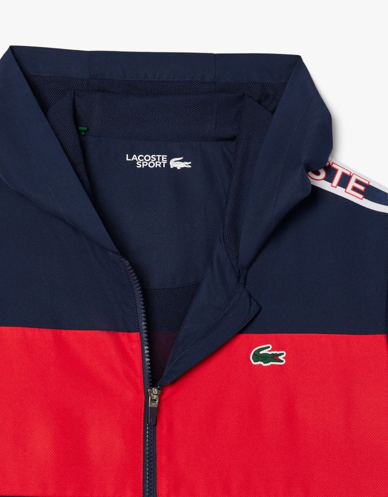 Colour Block Logo Stripe Tennis Jacket