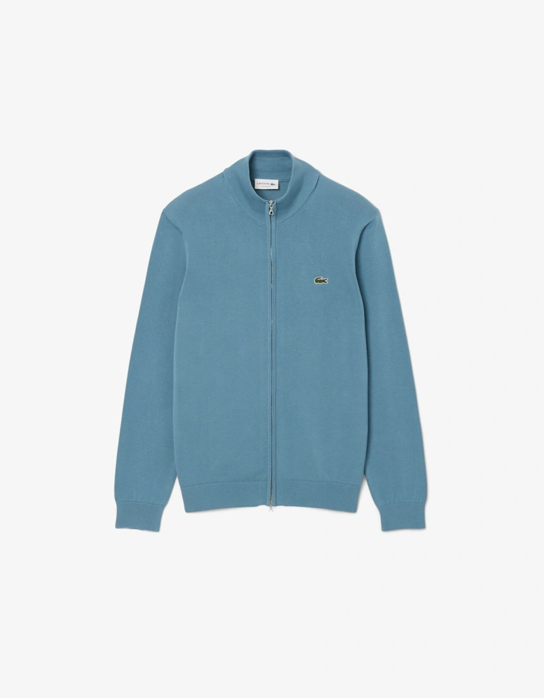 Zipped High Neck Cotton Sweater