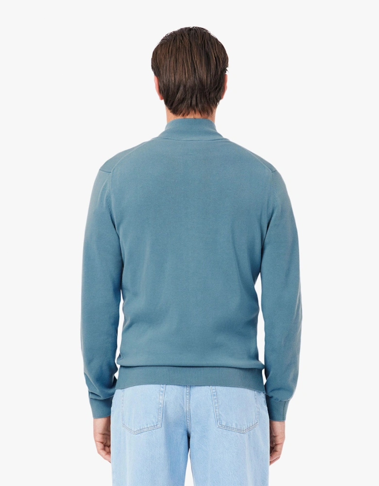 Zipped High Neck Cotton Sweater