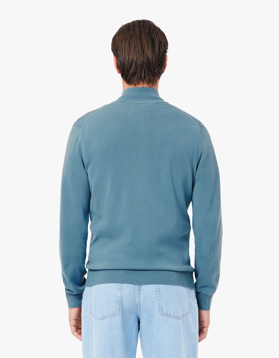 Zipped High Neck Cotton Sweater