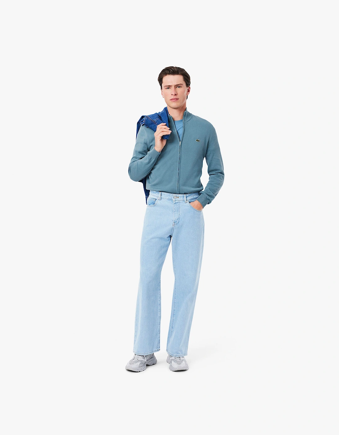 Zipped High Neck Cotton Sweater