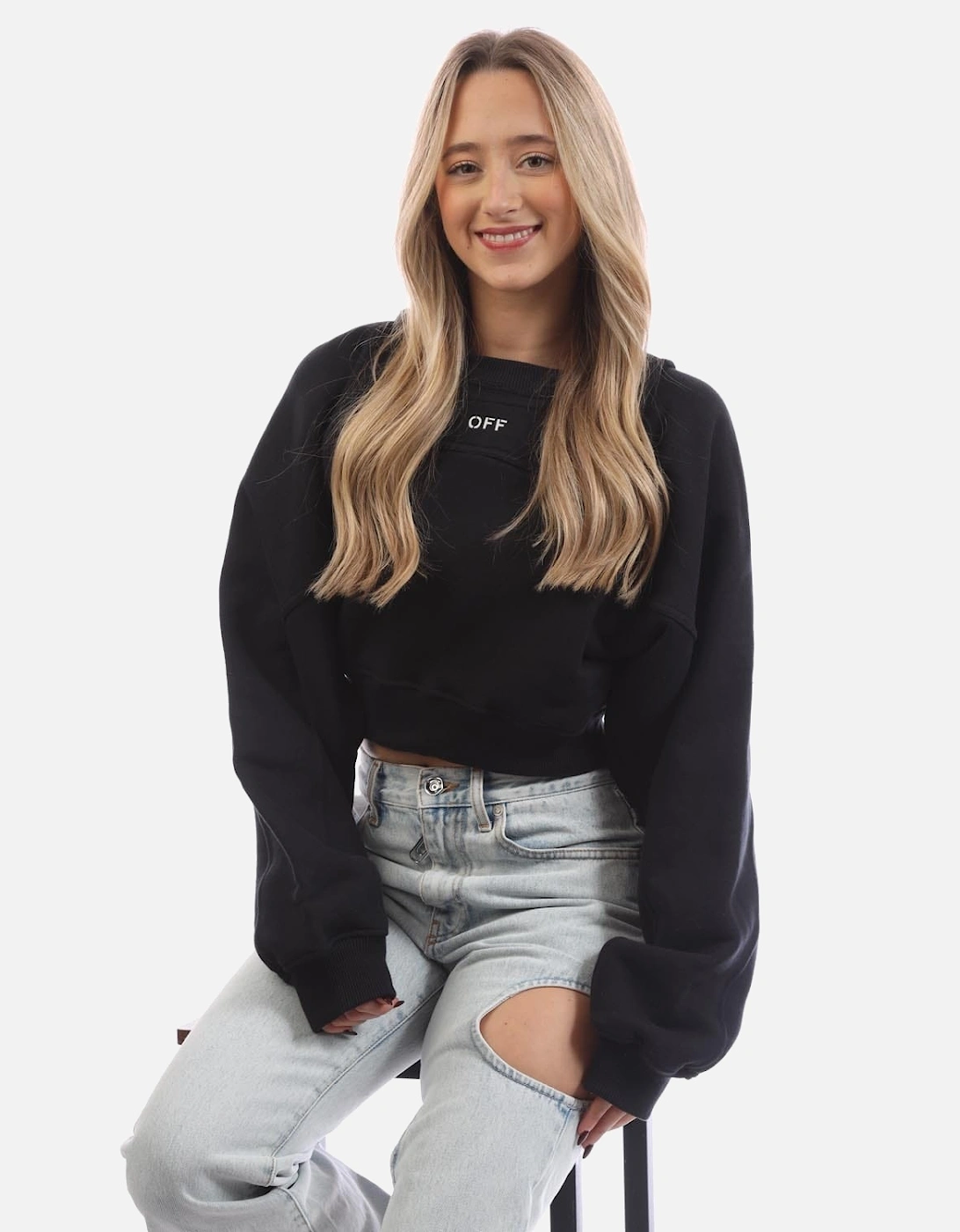 Off Stamp Round Crop Crewneck Sweatshirt