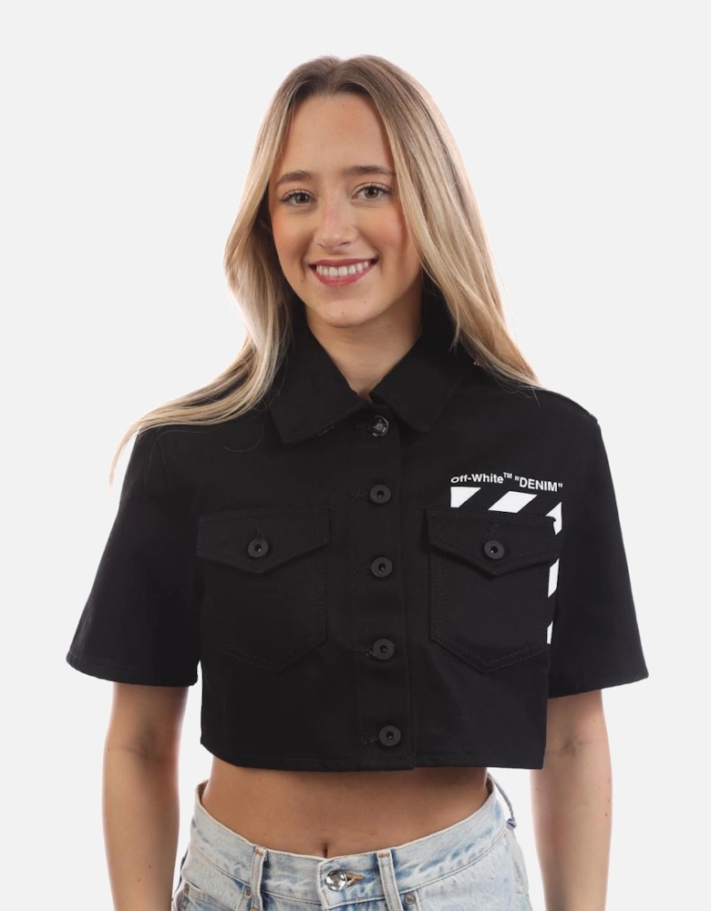 Diagonal Pocket Cropped Shirt