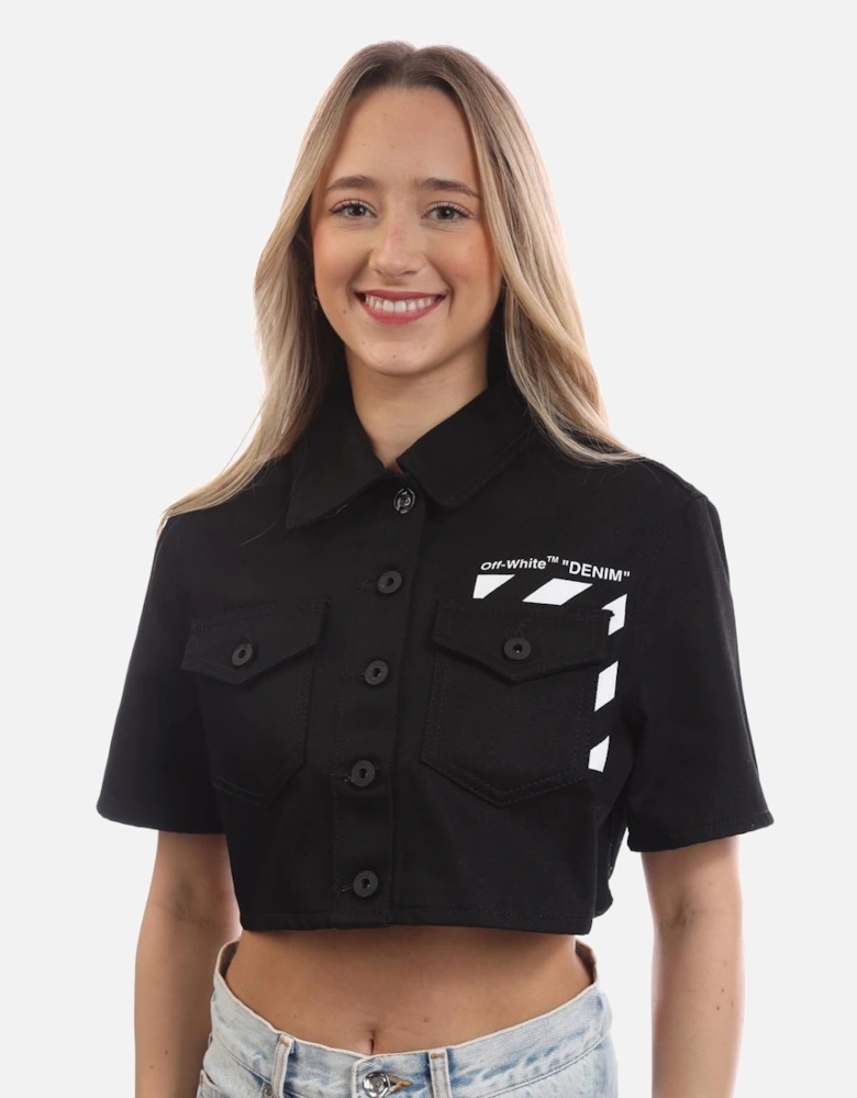 Diagonal Pocket Cropped Shirt