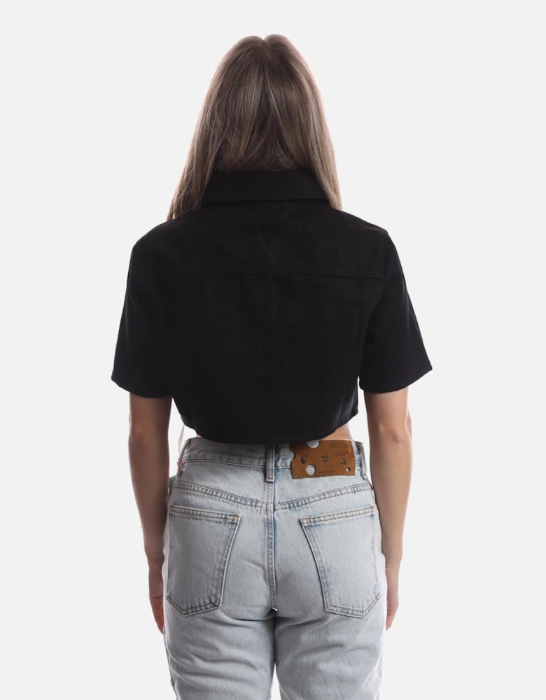 Diagonal Pocket Cropped Shirt