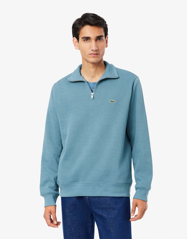 Zip Neck High Neck Interlock Sweatshirt