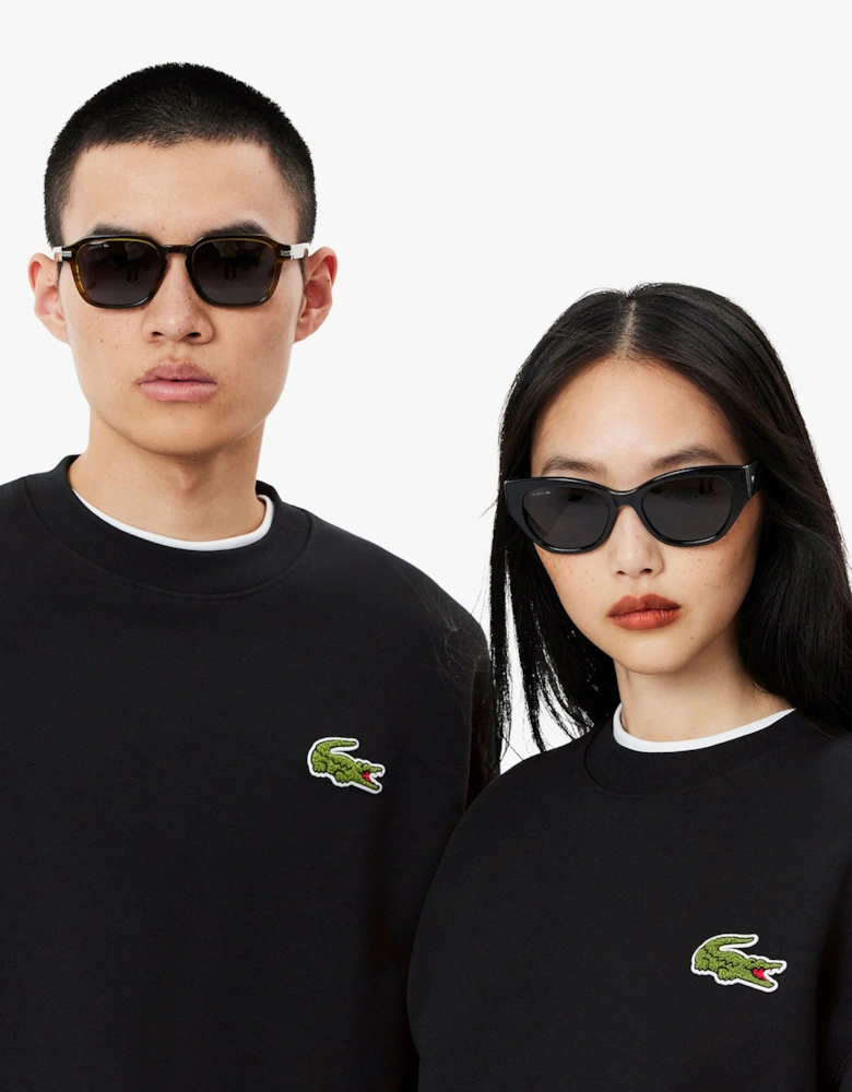 Loose-Fit Badge Accent Fleece Sweatshirt