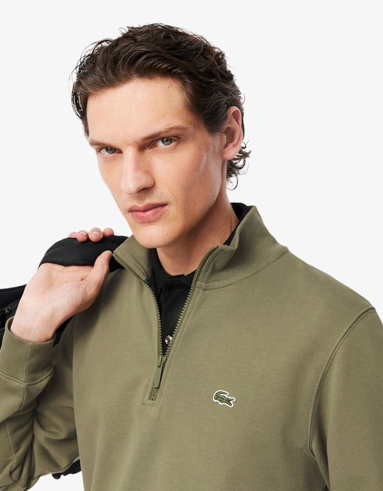 High Neck Zipped Fleece Sweatshirt