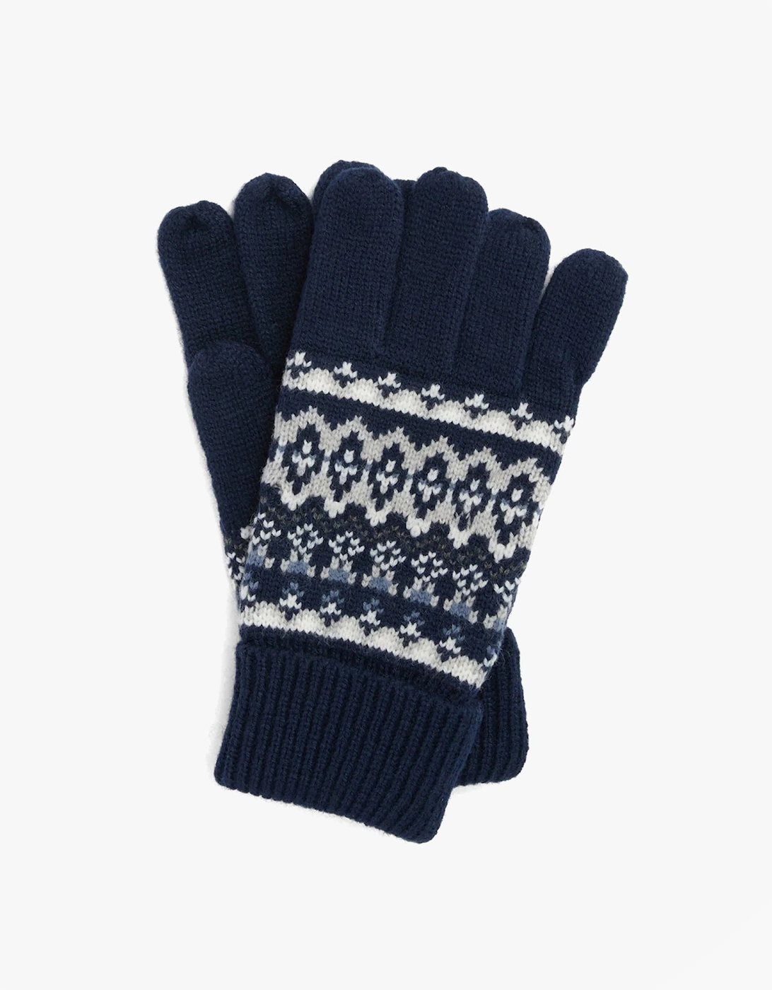 Men's Barbour Barbour MARLOW FAIR ISLE KNITTED Mens Gloves Navy - Blue