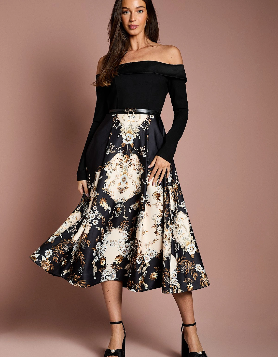 Bardot Long Sleeve Printed Midi Dress, 2 of 1