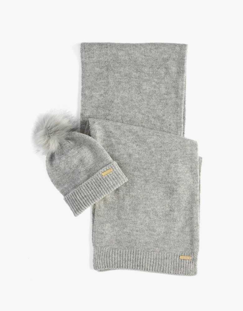 SPARKLE BEANIE & SCARF Womens Gift Set Grey Marl