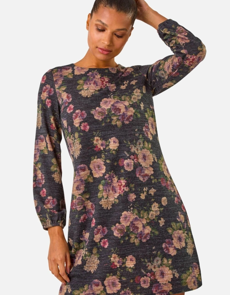 Floral Print Stretch Swing Dress