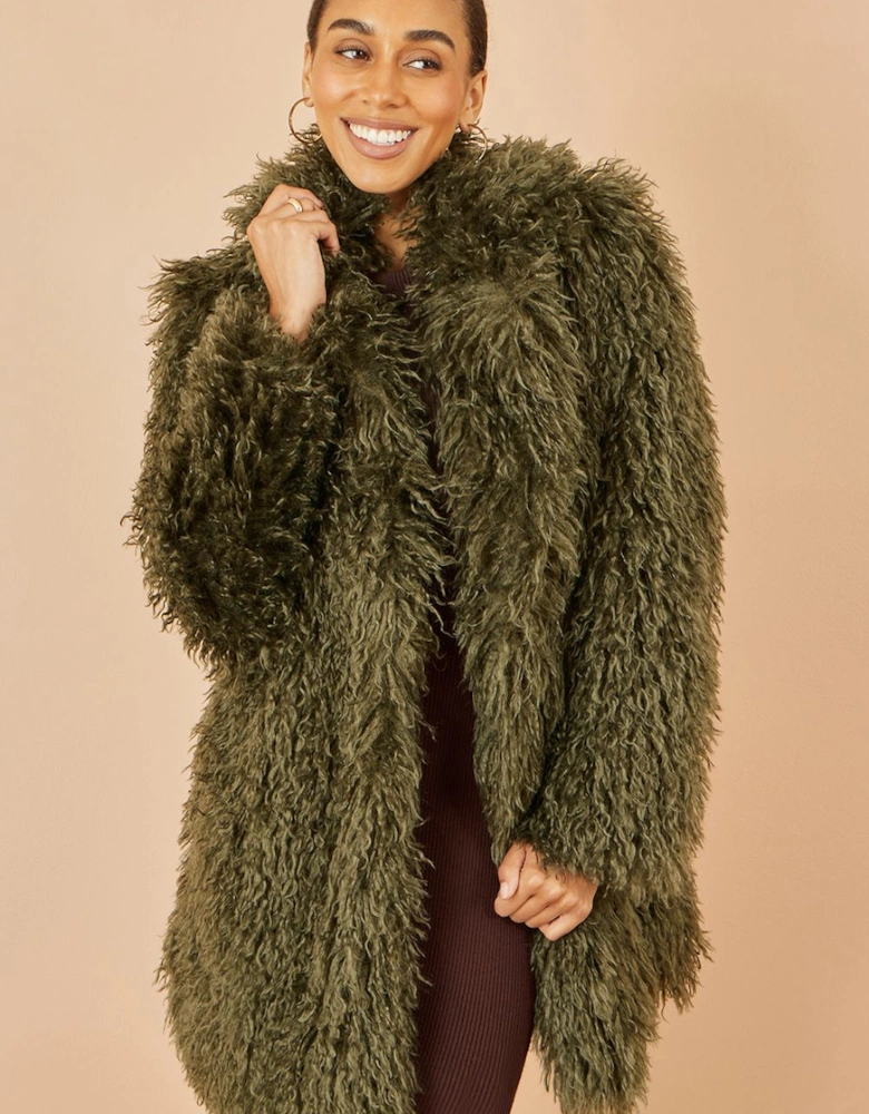 Green Luxe Long Hair Fur Coat
