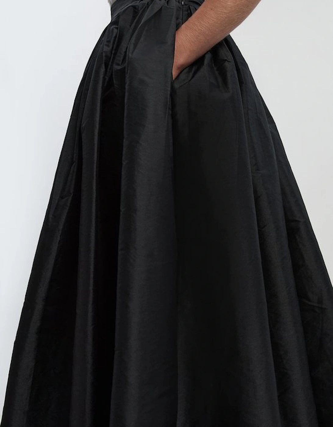 Taffeta Woven Maxi Skirt