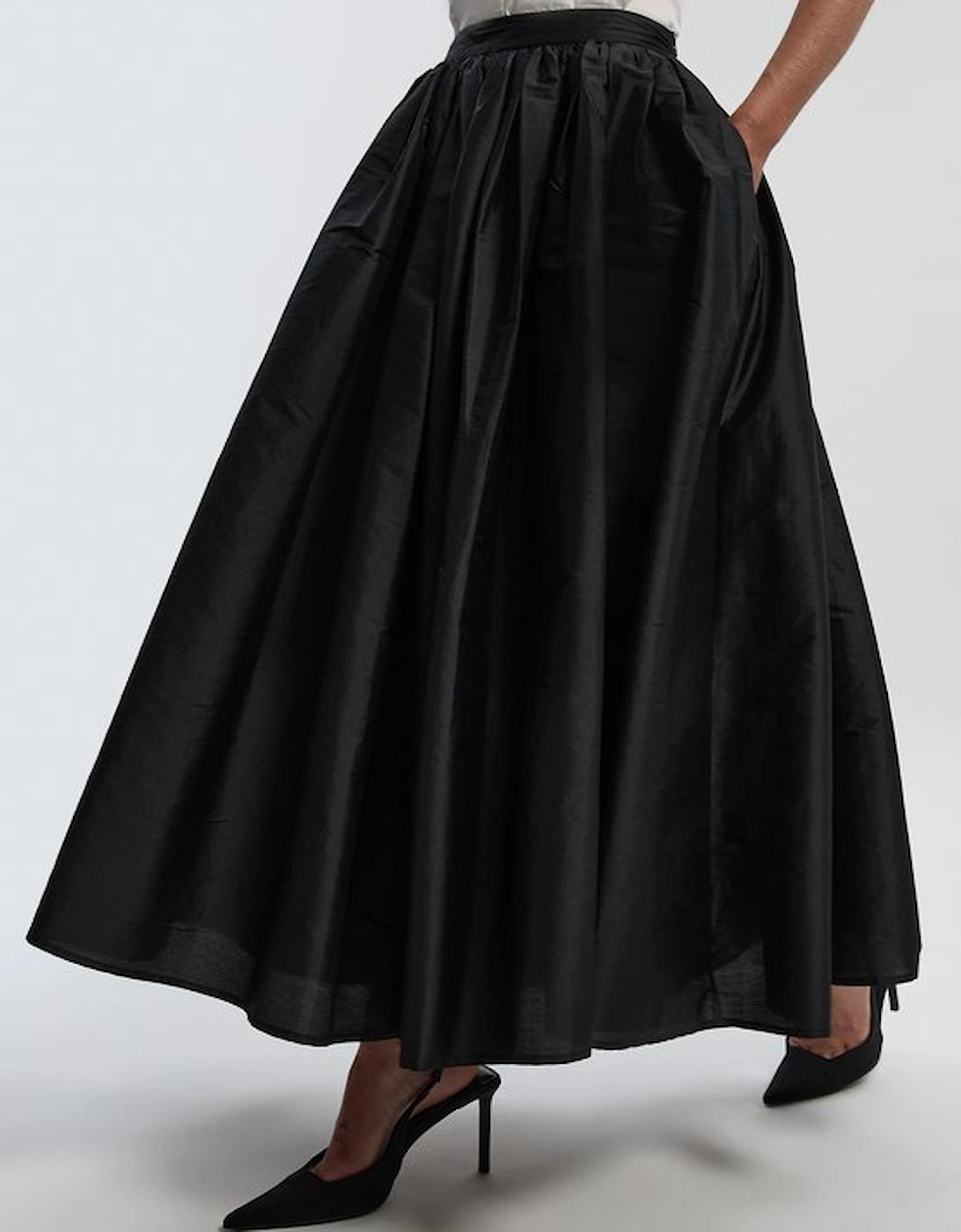 Taffeta Woven Maxi Skirt