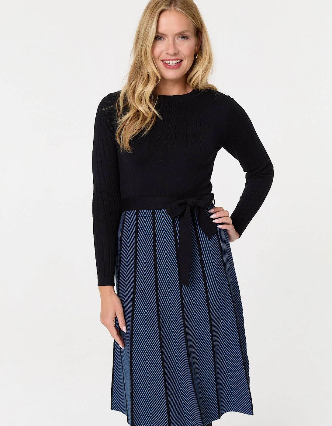 Chevron Texture Knee Length Jumper Dress, 2 of 1