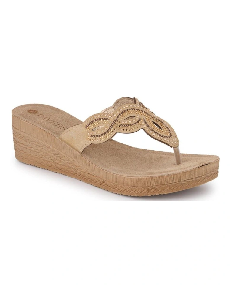 Embellished Wedge Toe Post Sandals