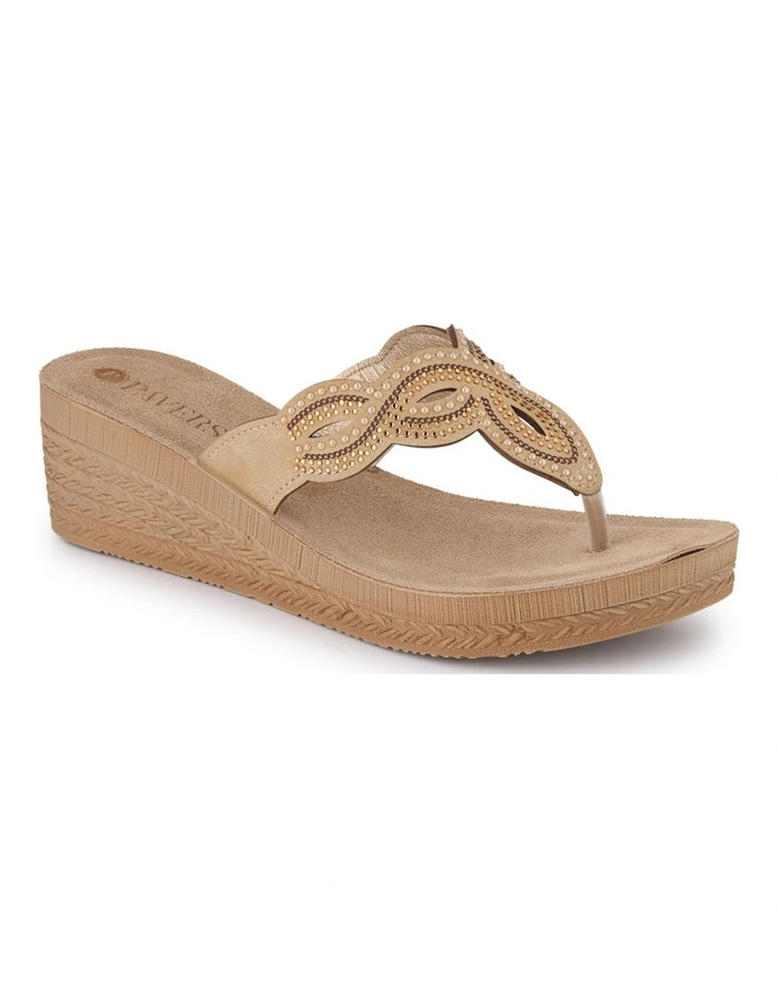 Embellished Wedge Toe Post Sandals, 2 of 1