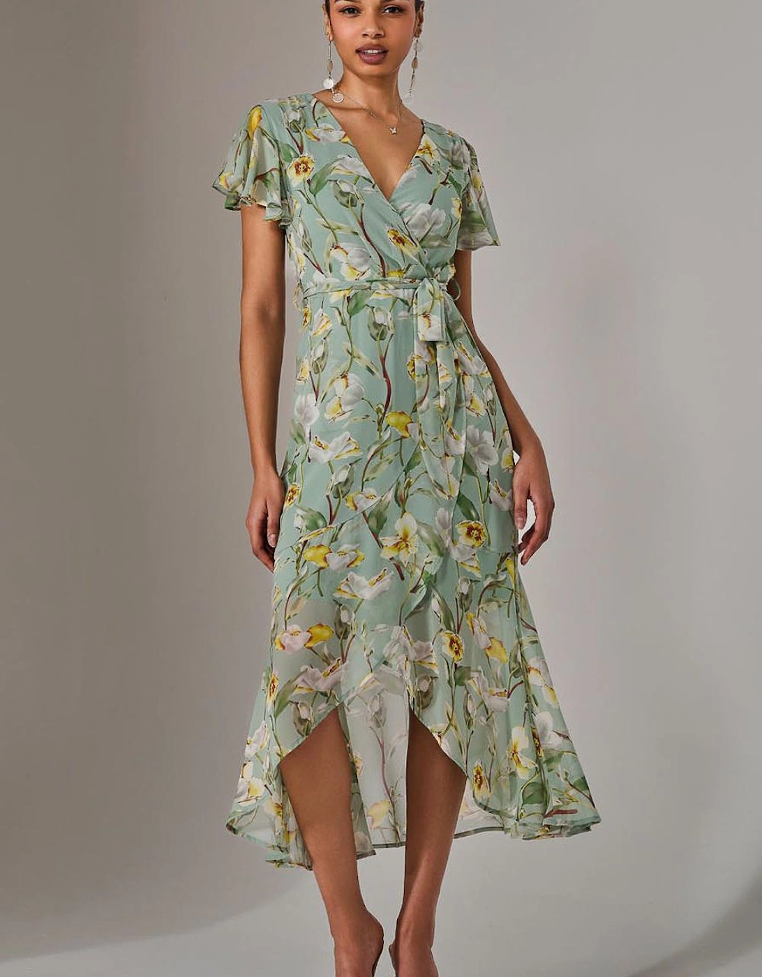 Chiffon Wrap Midi Dress, 2 of 1