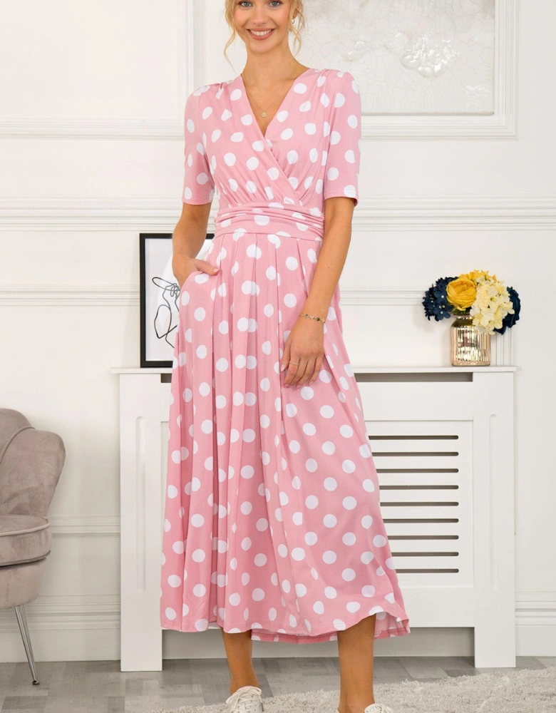 Rheana Spot Jersey Maxi Dress