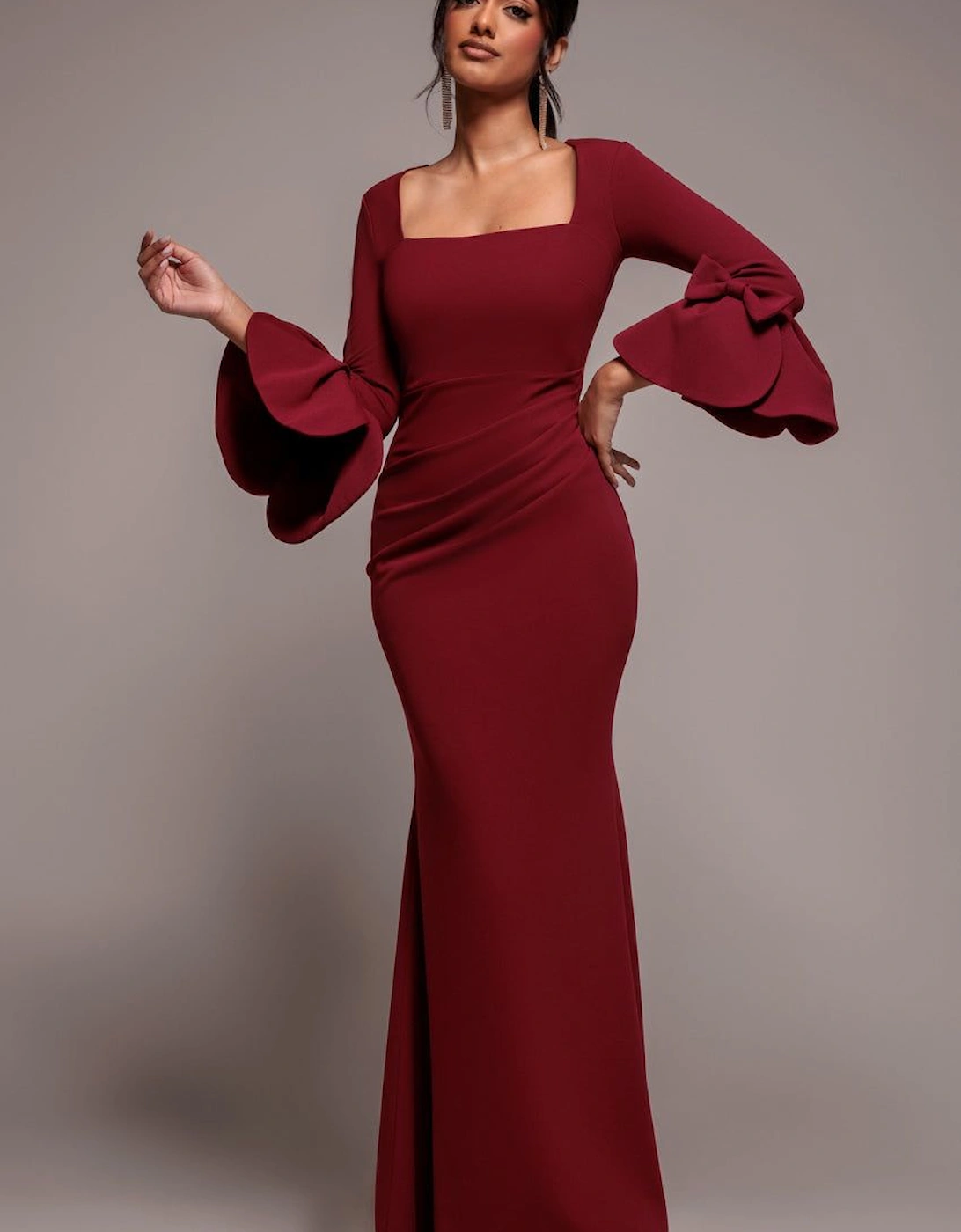 Petal Bow Sleeve Frill Maxi Dress, 2 of 1